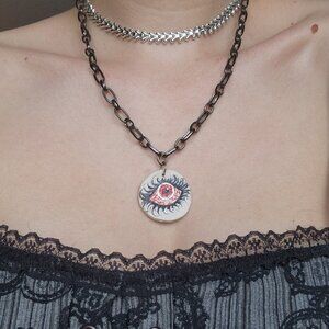 Gothic eye necklace on a chunky black chain